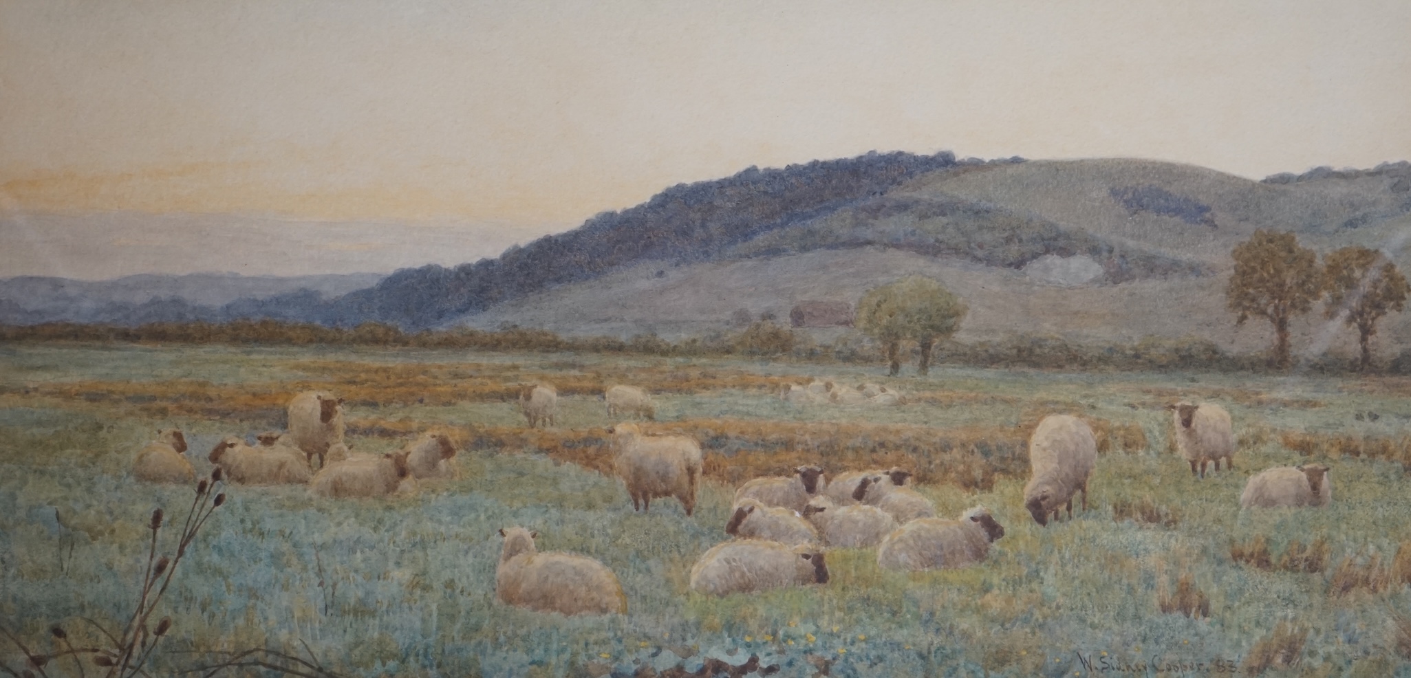 William Sidney Cooper (1854-1927), watercolour, ‘Whitchurch Hill, Oxfordshire’, signed and dated '83, 24 x 49cm. Condition - fair